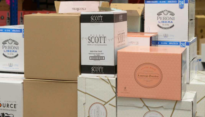 Wine boxes ready for shipping at Fine Wines Direct’s warehouse Wine boxes ready for shipping at Fine Wines Direct’s warehouse